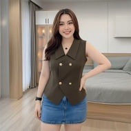 EVI VEST VEST BASIC/ Wanita Semiwool/ Women's Crop Top Evi Vest Casual