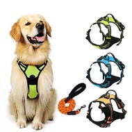Cross-border pet anti-impact reflective harness vest for large dogs, leash for Labrador and Golden R