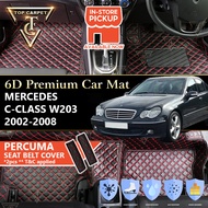 Top Carpet MERCEDES C-CLASS W203 ( 2002 - 2008 ) 6D PU Leather Car Carpet VIP Car Mat Floor Mat Alas