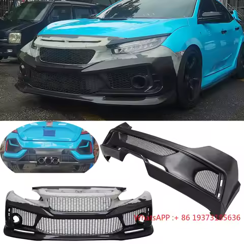 1 Set for Honda Civic 10TH FK8 SPOON Style Body Kits Carbon + FRP Front Bumper Lip Spoiler Rear Bump