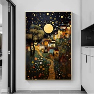 Perilla-Gustav Klimt แรงบันดาลใจภาพพิมพ์ศิลปะผ้าใบวาดภาพภูมิทัศน์ต้นไม้แห่งชีวิตจิตรกรรมฝาผนังป่าตกแ