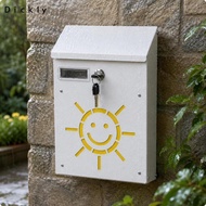 [Dickly] Decorative Outdoor Wall Mailbox Sun Pattern Vintage Galvanized Secure Parcel Holder Mail Bo