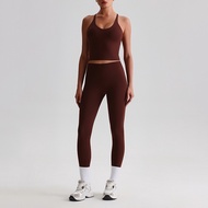 Womens Yoga Outfit Set Summer Sports Bra Vest Breathable Quick-Dry Workout Clothes Gym Running Fitne