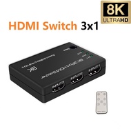 8K HDMI Switch Remote 4K 120Hz 3 In 1 Out HDMI 2.1 Selector Splitter For HDR UHD VRR ALLM 2K 144Hz Dolby Vision For PS5 XBOX TV