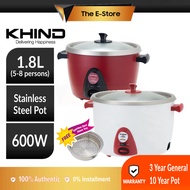 (Free Bubble Wrapping) Khind Anshin Rice Cooker 1.8L (with Steam Tray) | RC118M (Periuk Nasi Food St