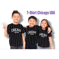 Baju T-Shirt Chicago USA Kanak-Kanak Berkualiti Tinggi Saiz 2-12 Tahun