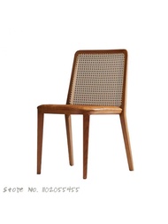 Nordic Rattan Backrest Solid Wood Dining Chair Small Apartment Restaurant Homestay Rattan Chair Home