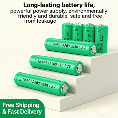 Rechargeable AA Batteries 1.2V 600mAh NiMH Cell for Solar Garden Lights, LED Torch, Shaver, Wireless