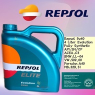 CLEARANCE STOCK REPSOL 5W40 @ 5W30 ELITE EVOLUTION FULLY SYNTHETIC 4 LITER ENGINE OIL distributed by