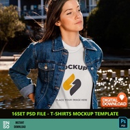 16Set PSD Files - Tshirts with Jacket Mockup Template | Self Edit Photoshop Digital Shirts Mockup Te
