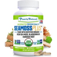 Power By Naturals Sea Moss Plus - USDA Organic Irish Sea Moss Capsules w/Wild Harvested Irish Seamos