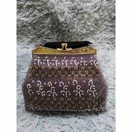 Beaded Kiss Lock Clutch Bag