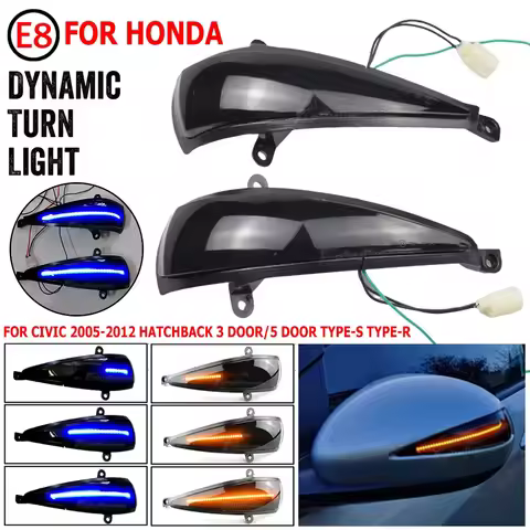 2x Smoked LED Dynamic Turn Signal Light Side Mirror Flashing for Honda Civic MK8 8th Hatchback 3 doo