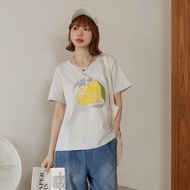 OB Strictly Selected Cotton Lemon Hand-Painted Style Printed Short-Sleeved Top < AB21323 >