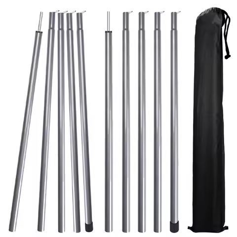 2m/1.9m Folding Tarp Pole Awning Rod Foldable Tent Pole Support Stand Pole Outdoor Camping Sun Shelt