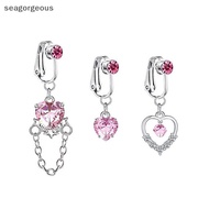 Sgmy New Faux Belly Butterfly Fake Belly Piercing Heart Zircon Clip On Umbilical Navel Fake Piercing