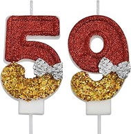 VSHILI 59th 95th Birthday Candles, Red 95 59 Year Old Number Birthday Candles, Happy Birthday Party