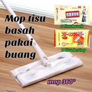 Mop tisu basah pakai buang set mop lantai pengelap lantai lap rambut habuk floor mop dust removal di