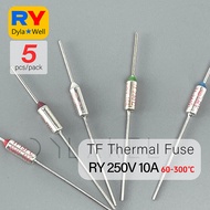 5pcs TF RY Thermal fuse 10A 250V 142C 172C 185C 216°C 192 220 216 240 Degrees Fiberglass Electric Ri