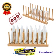 KAYU Plate RACK GLASS RACK WOODEN SHELF BOOKSHELF MULTIFUNCTIONAL SHELF KITCHEN SHELF PLASTIC PLATE 