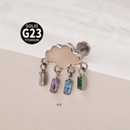 1 Piece G23 Titanium 16Gauge Fresh Hypoallergenic Ear Helix Pinna Piercing Flat Head Labret Lip Stud