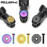 RISK Titanium Alloy 28.6mm Bicycle Headset Cap with M6x30mm Bolts Waterproof Pad for MTB Mountain Ro