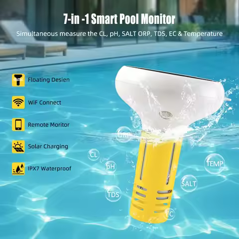 7-in-1 Zigbee Solar Floating Swimming Pool Water Quality Tester PH TDS ORP Salt EC Temp Monitor for