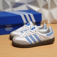 SEPATU ANAK ADIDAS SAMBA OG LIST BIRU MUDA TALI ORIGINAL VIETNAM