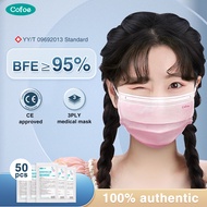 Cofoe 50pcs 3 Ply   Disposable Medical-Surgical Face Mask Blue Anti-Virus Anti Droplet Facial Masks with Elastic Earloop Dustproof 3 Layer Protective Cover Facemask for Adult (Premium Quality)