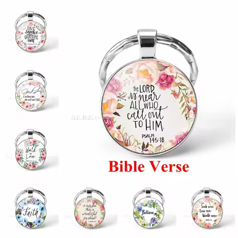Bible Verse Psalm Keychain Pendant Key Chain Key Rings Key Fob Inspirational Quote Jewelry Christian