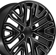 OE Wheels CV37 20 Inch Rim Fits Sierra 1500 Style 6x139.7 20x9 Satin Black with Milled Edge - Hollan