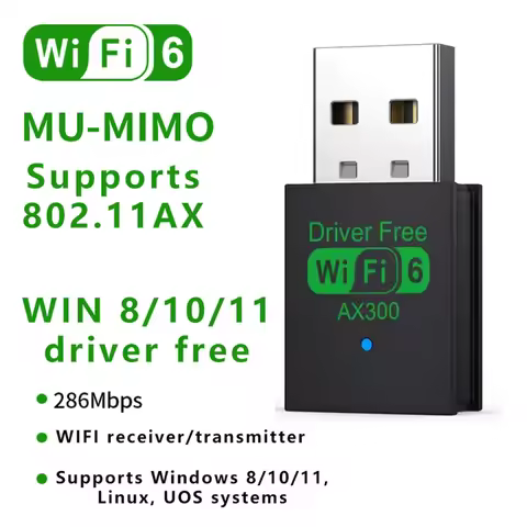 287Mbps WiFi 6 Adapter 2.4G WiFi Card Wifi6 USB Dongle AX300 802.11ax Wireless WiFi Receiver PC Lapt