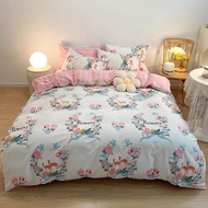 100% cotton【Pure Cotton】Super Single Queen King bedding Colorful Flower Pattern Fitted Bedsheet Set 