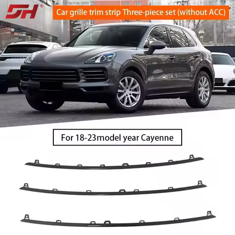 3Pcs Car Front Bar Middle Net Trim Without ACC for Porsche Cayenne 9Y0 2018-2023 9Y0807179041 9Y0807