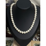 (P05) Natural Pearl Necklace 42cm White Round Bun 8.6mm to 10.4mm 天然珍珠项链白色