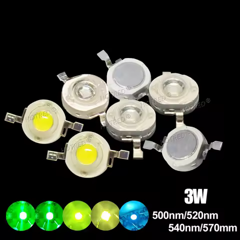 10-50pcs LED 3W Ice Blue Cyan 500nm Green 520nm Deep Green 540nm Grass Green 570nm High Power LED La