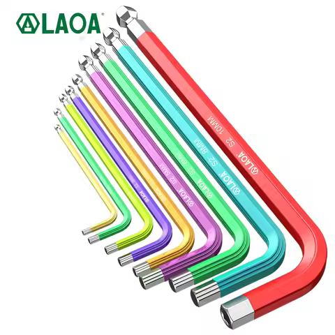 LAOA S2 Alloy Steel Color Hex key Single Extended Super Long Ball Head/Flat Head Wrench 1 PCS