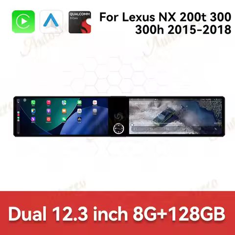 Dual Screen 12.3inch Qualcomm For Lexus NX 200t 300h 2015-2018 Android 13 Car Radio Multimedia Playe