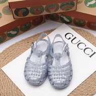 【สินค้าพร้อม】2022 New Melissa Children's Shoes Sandals Woven Hollow Baotou Baby Soft Bottom Princess Jelly ShoesTH