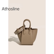 Rabeanco Athosline 2023 - Green Beige Top Handle Bucket Bag for Women - Genuine Leather Handbag - Shoulder Bag