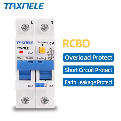 230V 2P Residual Current Circuit Breaker MCB 30mA Overload Short Current Leakage Protection Protect 