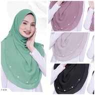 Tudung sarung 2layer beads terus sarung kedut bahu tiada jahit tengah