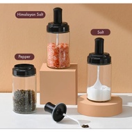 Kitchen Condiment Container, Spice Glass Condiment Bottle with Spoon, Seasoning Bottle, Kitchen Utensils, Storage