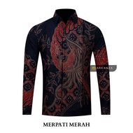 KEMEJA MERAH Original Batik Shirt With Red Pigeon Motif, Men's Batik Shirt For Men, Slimfit, Full Layer, Long Sleeve