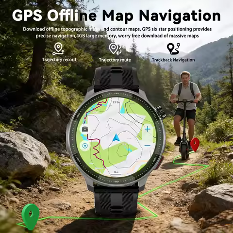 New Outdoor GPS Offline Map Military Sports SmartWatch 4GB MP3/MP4 Download Compass Altimeter Fitnes