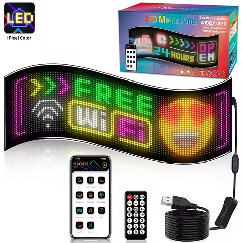LED Flexible Screen Billboards APP Control Double Row Display Text Pattern Free Combination Car Adve