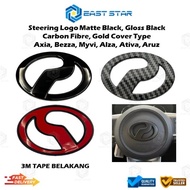 Perodua Steering Logo PNP Matte Black Gloss Black Emblem Steering Perodua