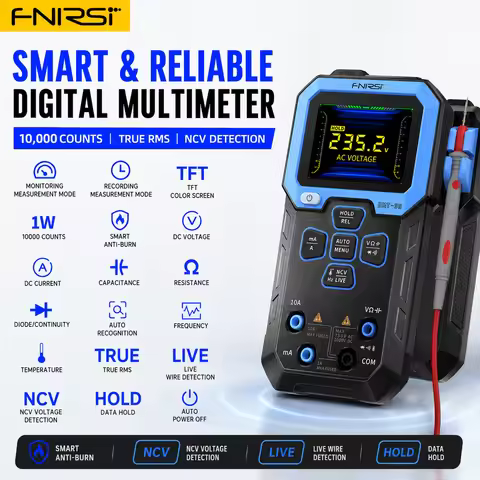 FNIRSI DMT-99 9999 Counts True RMS Auto Range Smart DMM 10A AC DC Voltmeter Ammeter NCV Ohm Cap Temp
