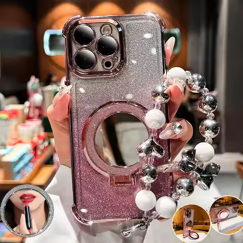 Gitter Mirror Magnetic Holder Chain Case For Samsung Galaxy S25 S24 S23 Ultra S22 S21 S20 Plus S23FE