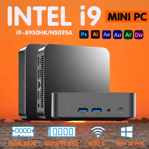 Portable Mini PC Computer Intel i3-6100U/i9-8950HK 16GB DDR4 512GB USB 3.0 SSD WiFi6 Mini PC Desktop